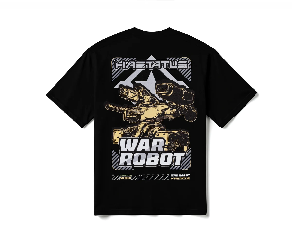 HASTATUS 御矛者 · WAR ROBOT 黑色 T 恤背面实拍